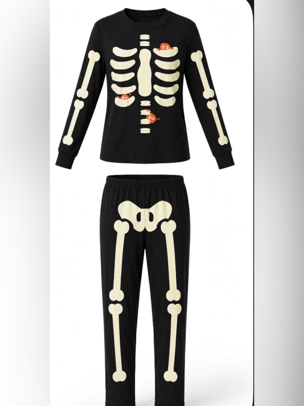 2014 GYMBOREE Halloween Mom Gymmies Black Skeleton with Orange monsters Women XS